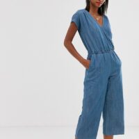 J.Crew Mercantile - Combinaison en chambray avec top cache-cur-Bleu Asos